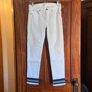 J Crew white jeans with navy detail